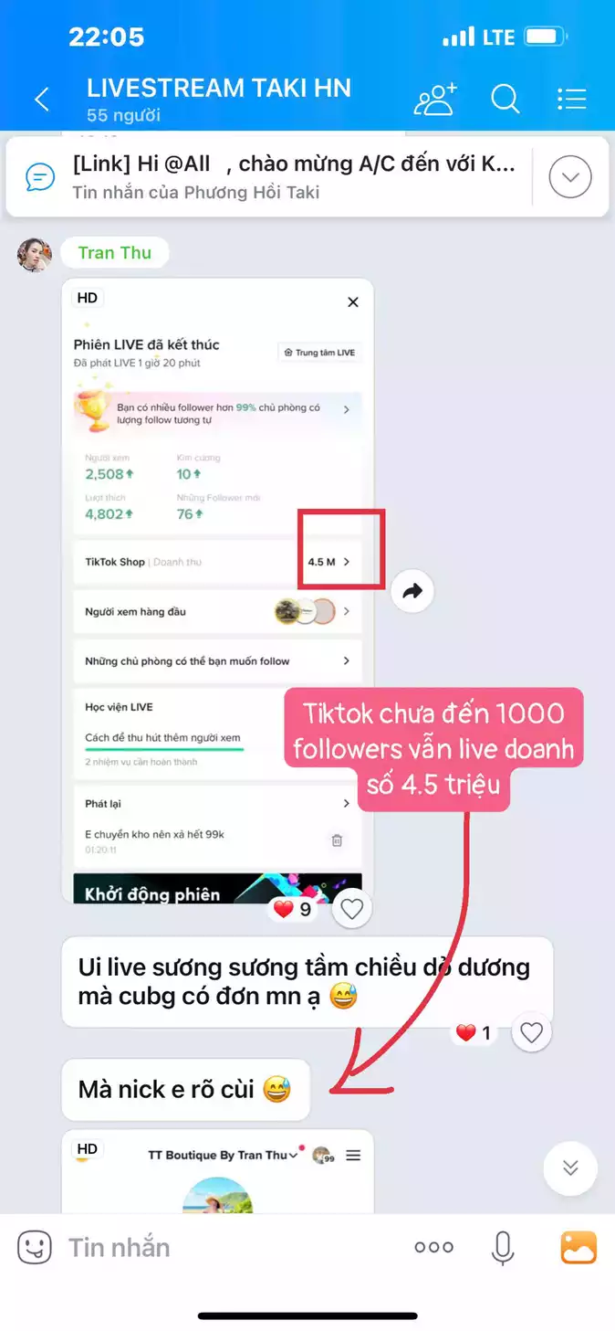 Học viên thành công với livestream
